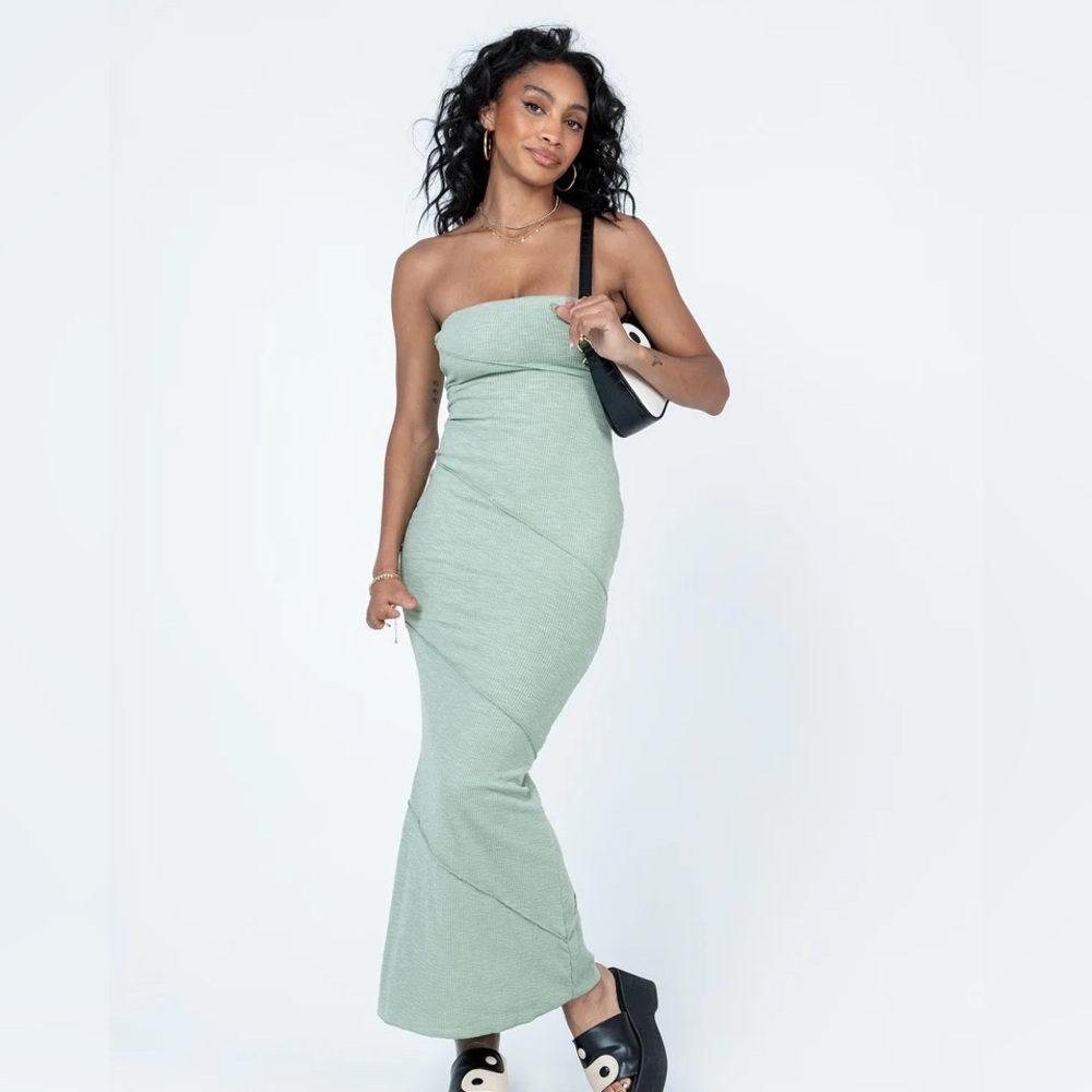 OSCAR MIDI DRESS SAGE GREEN (Princess Polly)
